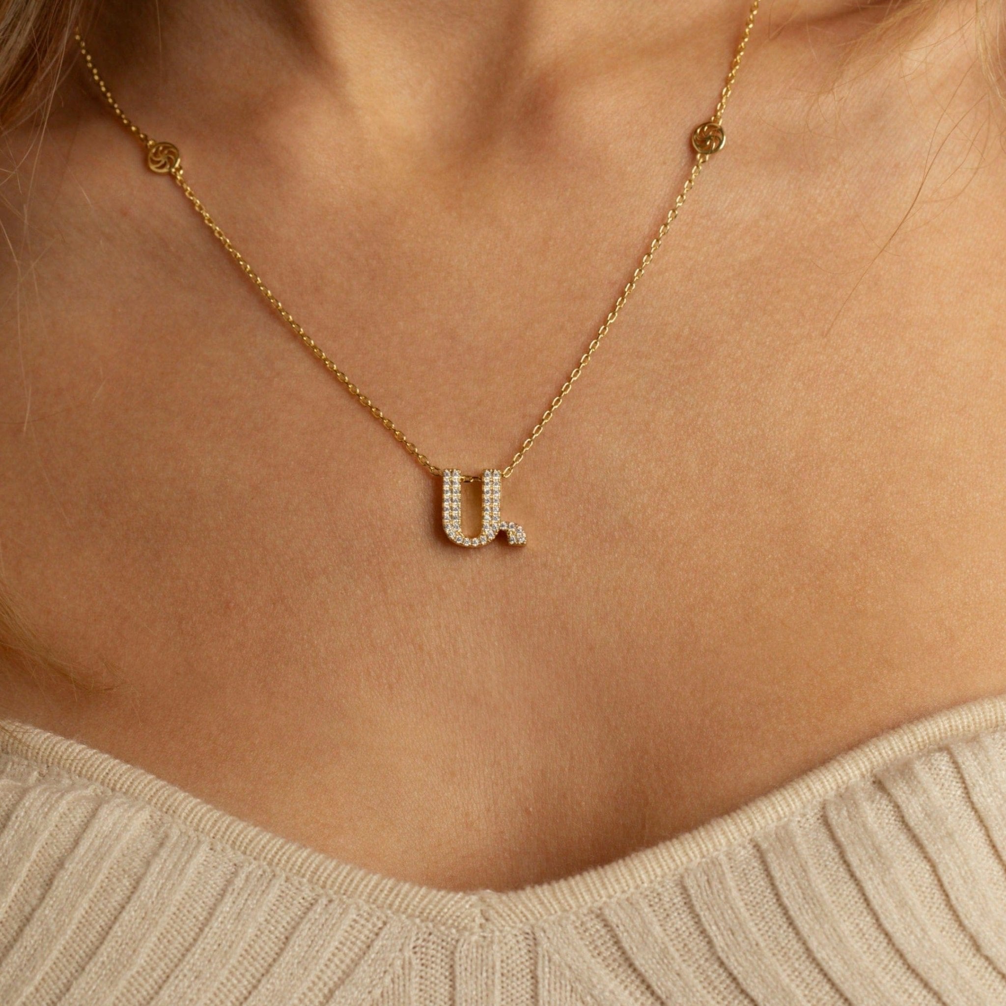 Armenian Initial Necklace Necklaces IceLink-ATL Ա (Ani)  